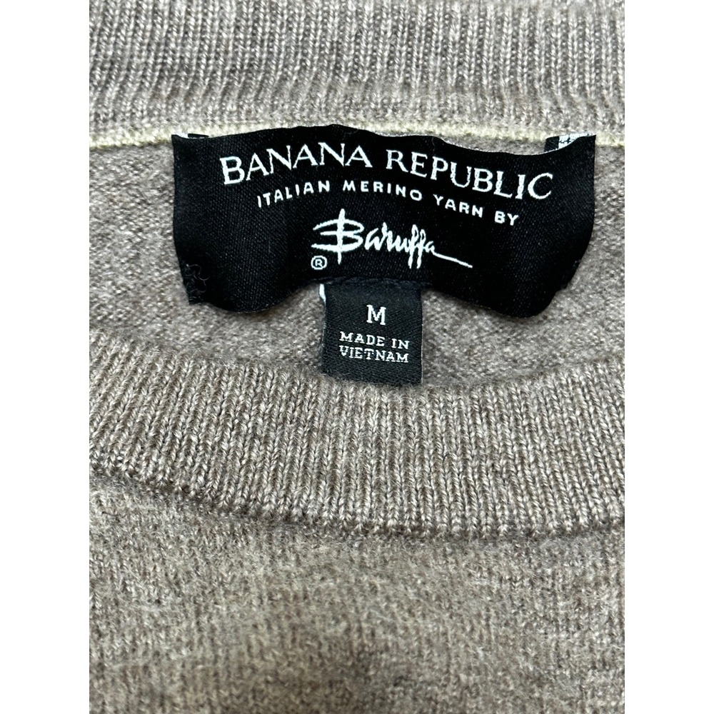 Banana Republic Women Brown 100% Merino Extra Fine Wool Crewneck Sweater Sz Med - Picture 3 of 9